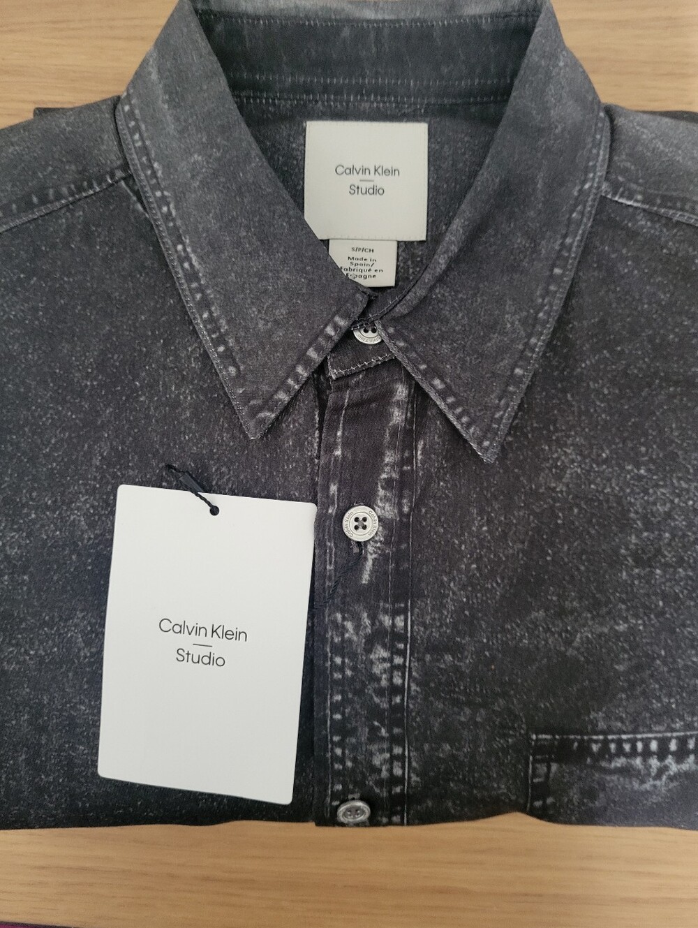 NWT Calvin Klein Studio denim screen print button-down shirt - Sz S $549